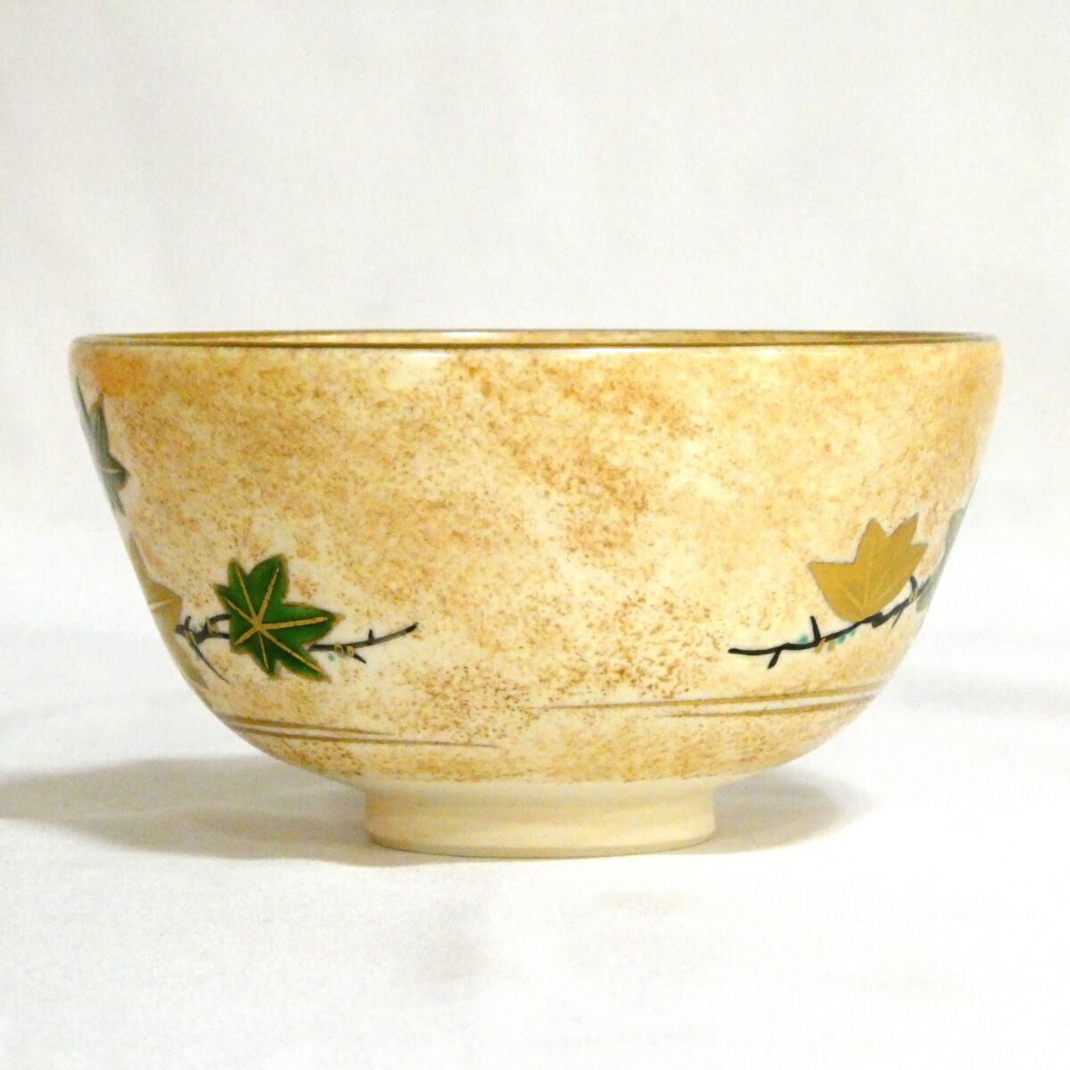 抹茶碗】平安 上山善峰作 仁清写 金砂子 青楓茶碗 茶道具【中古 美品