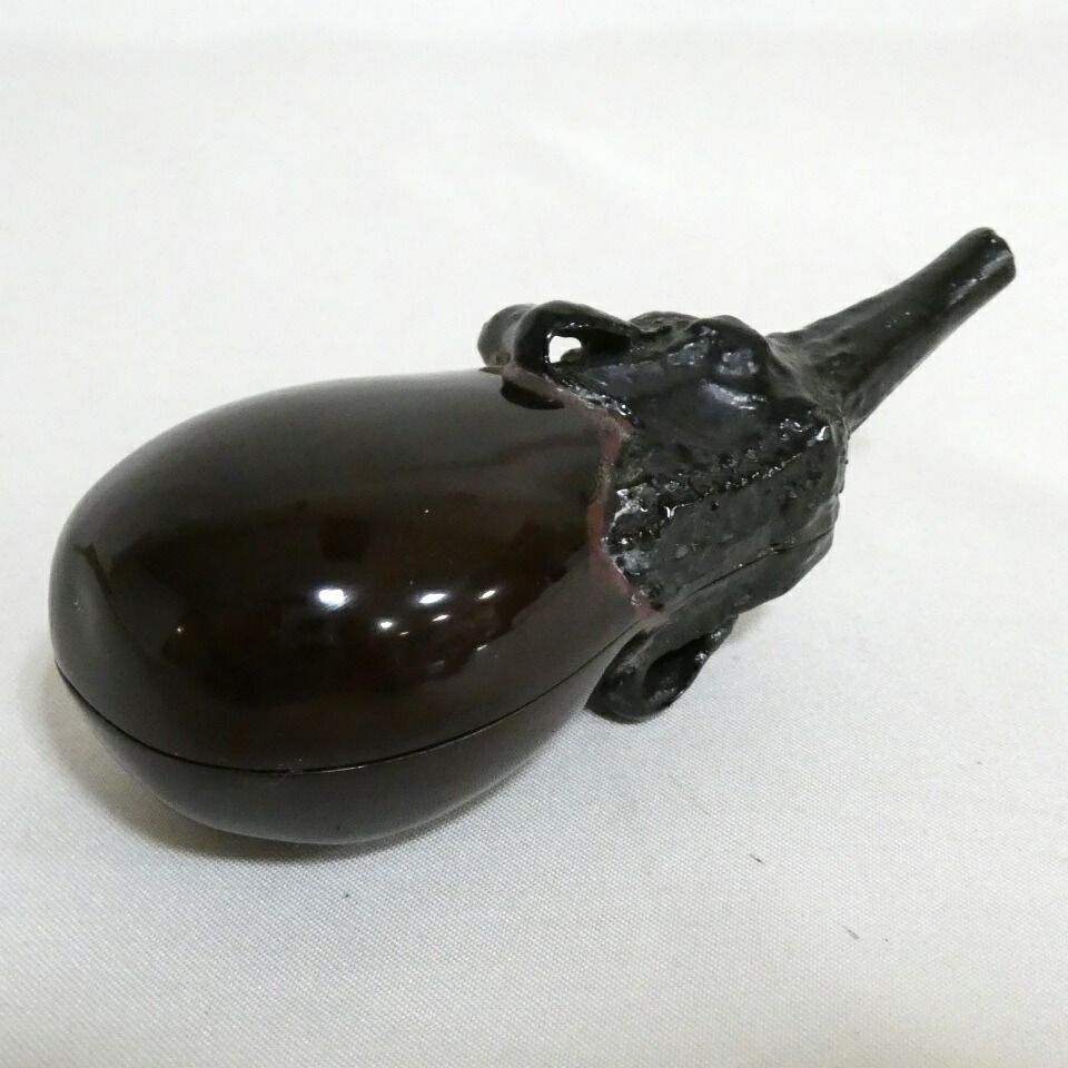 一月の特売品）石川県山中塗 岩倉隆斎作(隆弘峯) 乾漆 茄子香合 茶道具