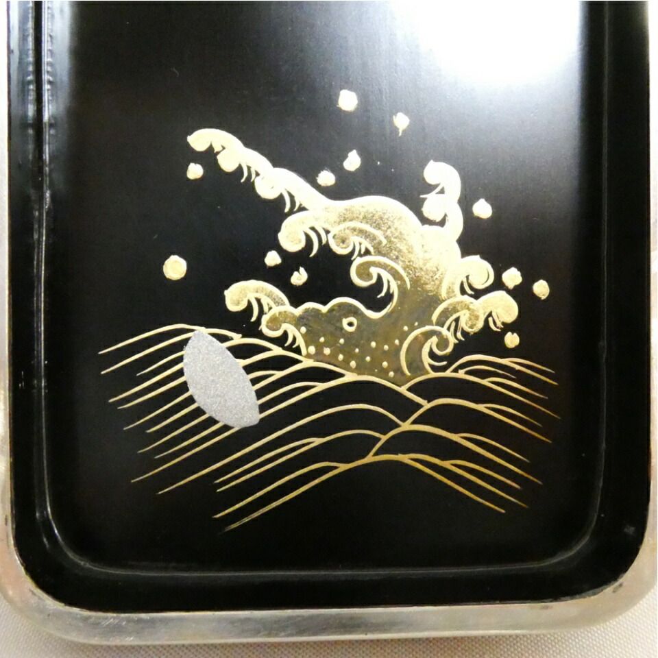 一月の特売品】塗師 岡本陽斎 田子之浦香合 蒔絵 茶道具【中古 美品