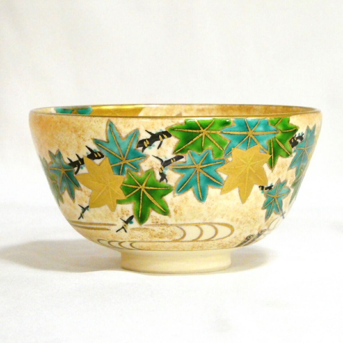 専用です！茶道具　抹茶茶碗　京焼 金砂子雛絵　上山善峰作　 供箱付 抹茶碗】平安 上山善峰作 仁清写 金砂子 青楓茶碗 茶道具【中古 美品