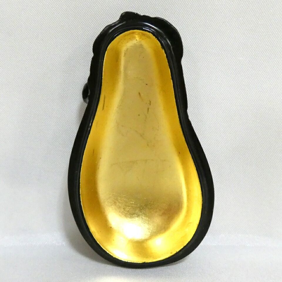 一月の特売品）石川県山中塗 岩倉隆斎作(隆弘峯) 乾漆 茄子香合 茶道具