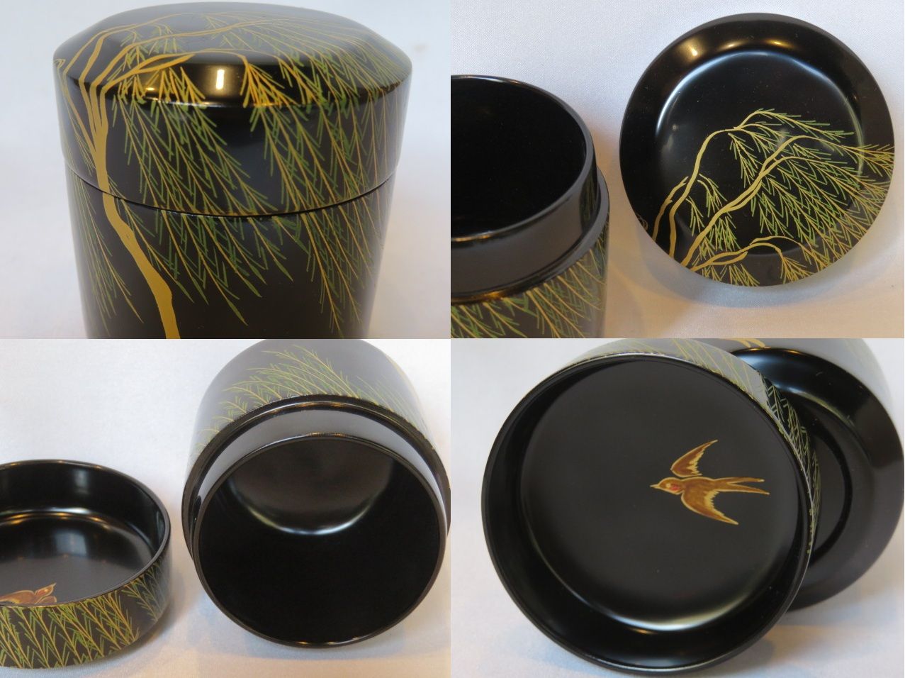 新春） 越前塗師 中出松峰作 柳蒔絵 雪吹棗 内燕 茶道具 【税込・送料