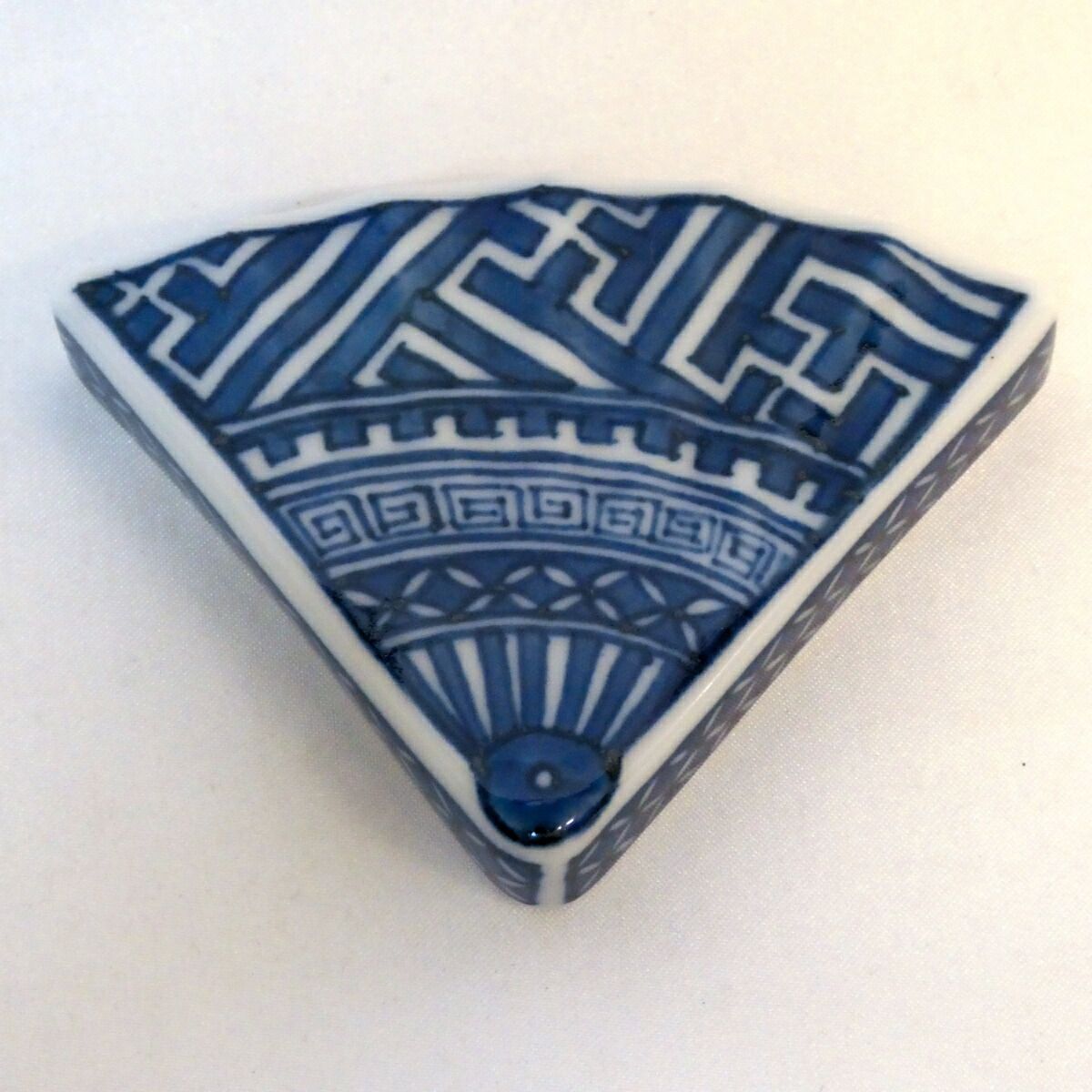 二月の特売品】平安 丹山窯 小峠葛芳作 祥瑞 扇香合 染付 茶道具【中古