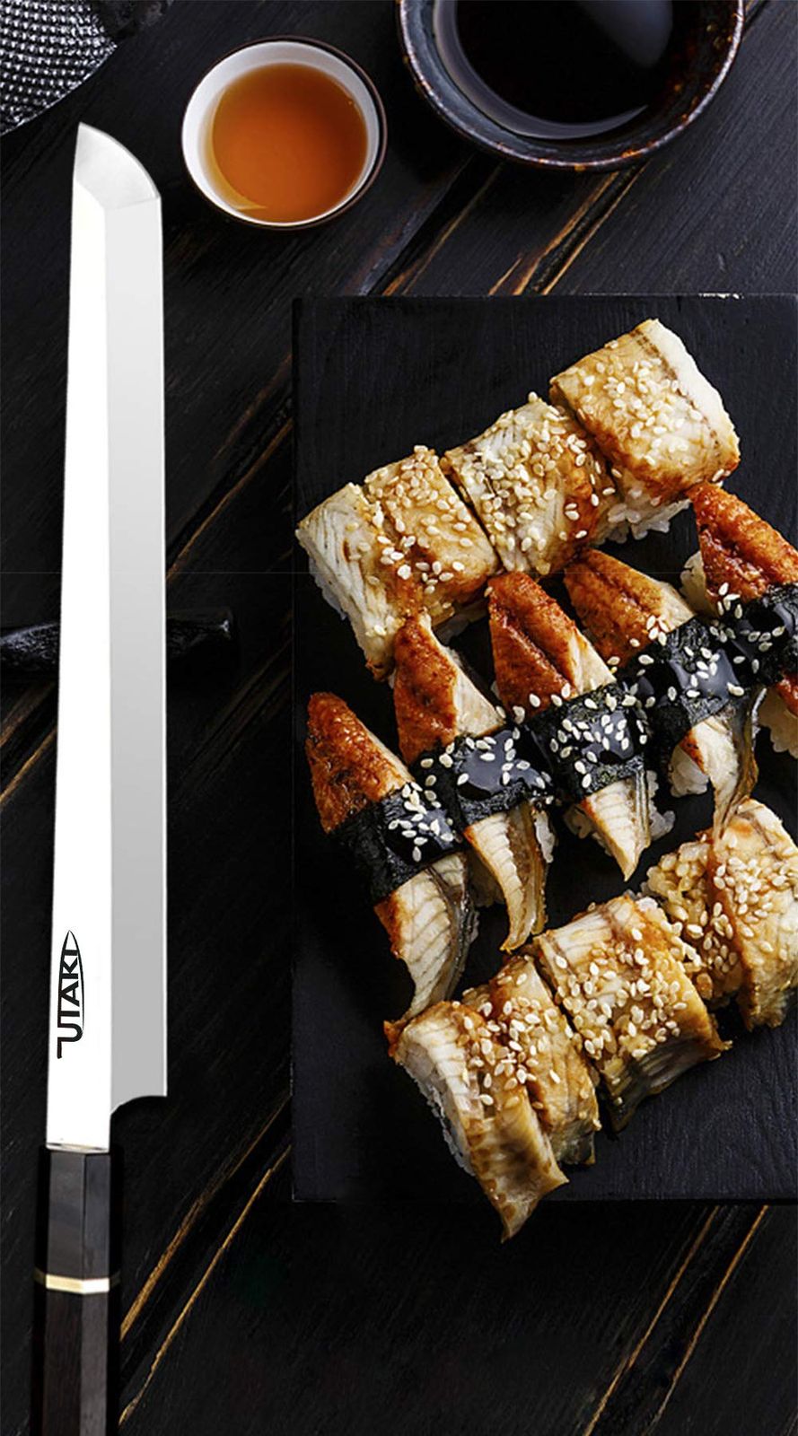 Utaki 蛸引包丁 刺身 柳刃 刃渡り280 先丸蛸引き 関東型刺身包丁 和式八角形木柄 木鞘付き