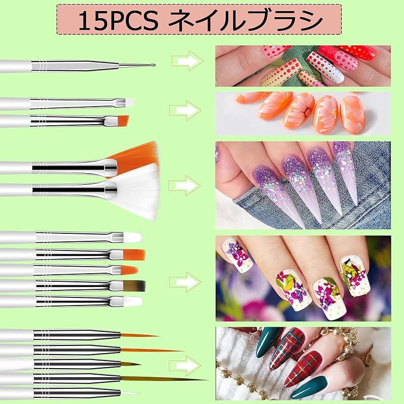 Saviland 48色ジェルネイルセット 15本のネイルブラシ付き カラー