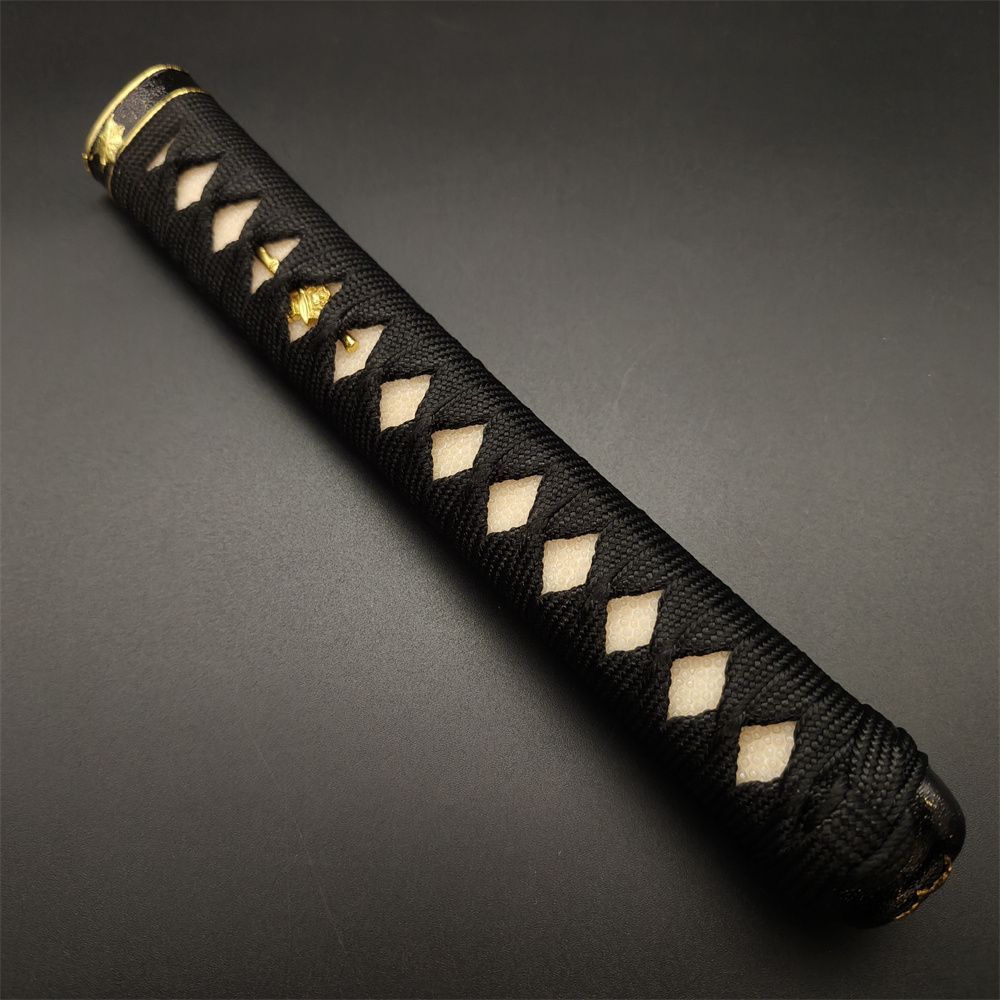 日本刀柄 紅葉縁頭 桜目貫 mbz13 日本刀装具 新品 全長約26CM 本鮫皮