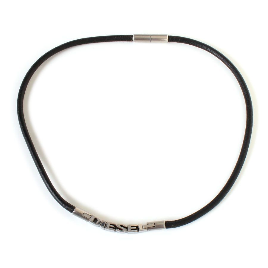 MOL25508 美品 DIESEL ディーゼル ネックレス レザー チョーカー ロゴ 
