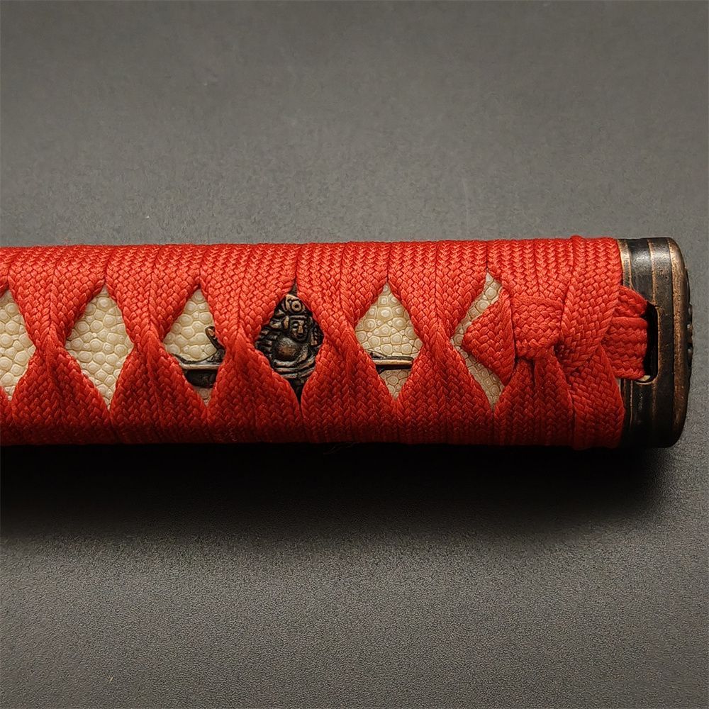 日本刀柄 桜縁頭 桜目貫 mbz16 日本刀装具 新品 全長約26CM 本鮫皮