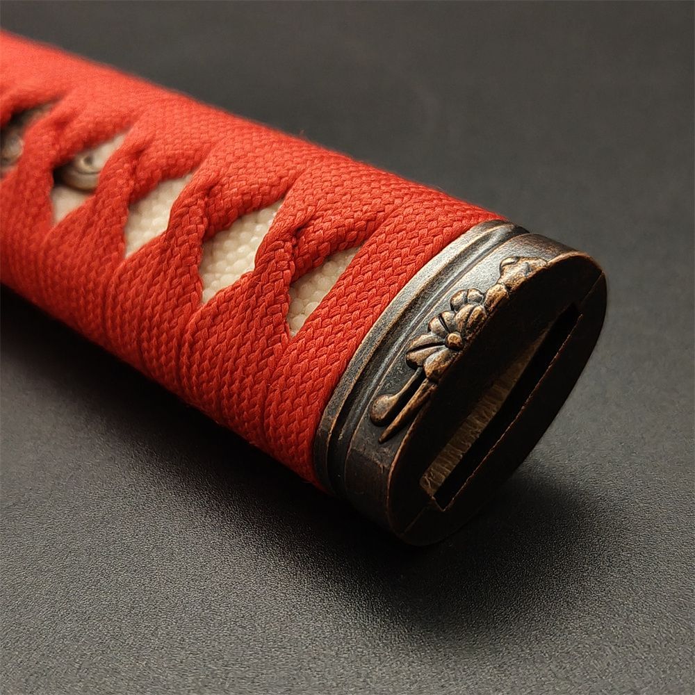 日本刀柄 桜縁頭 桜目貫 mbz16 日本刀装具 新品 全長約26CM 本鮫皮