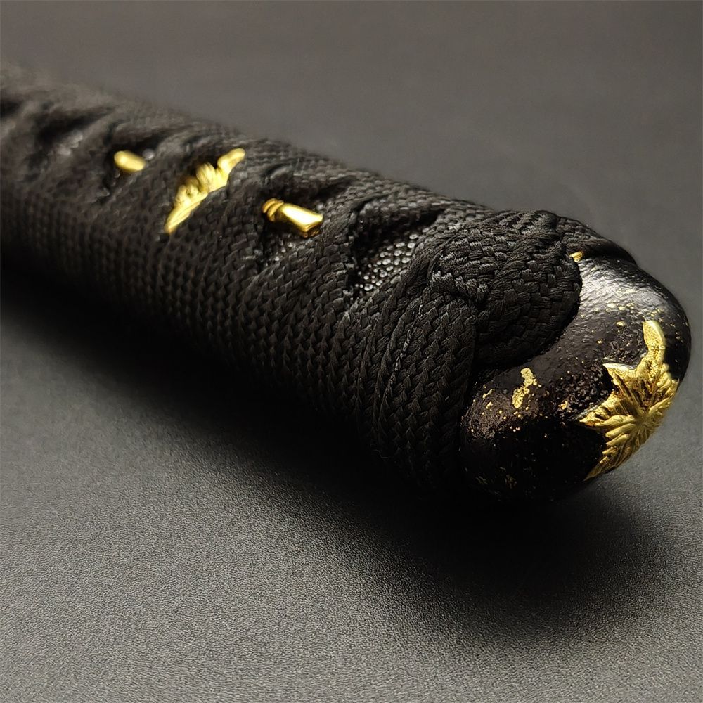 柄前 目貫 縁頭 柄巻 日本刀 刀装具 古美術 江戸時代 時代物 日本刀柄 紅葉縁頭 桜目貫 mbz17 日本刀装具 新品 全長約26CM 本鮫皮