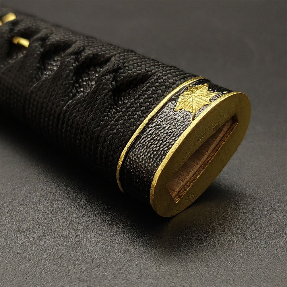 日本刀柄 紅葉縁頭 桜目貫 mbz17 日本刀装具 新品 全長約26CM 本鮫皮