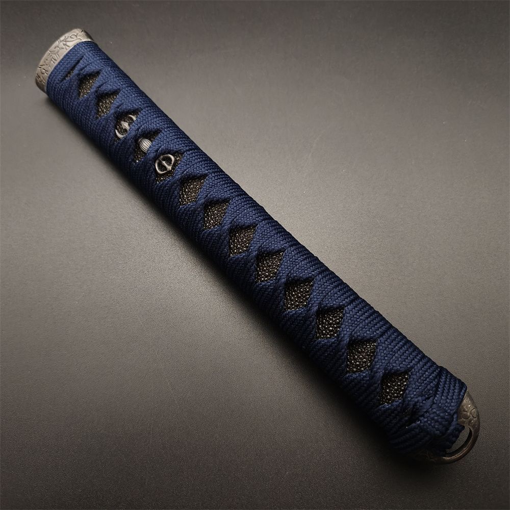 日本刀柄 唐草縁頭 三鈷杵目貫 mbz18 日本刀装具 新品 全長約26CM 本鮫