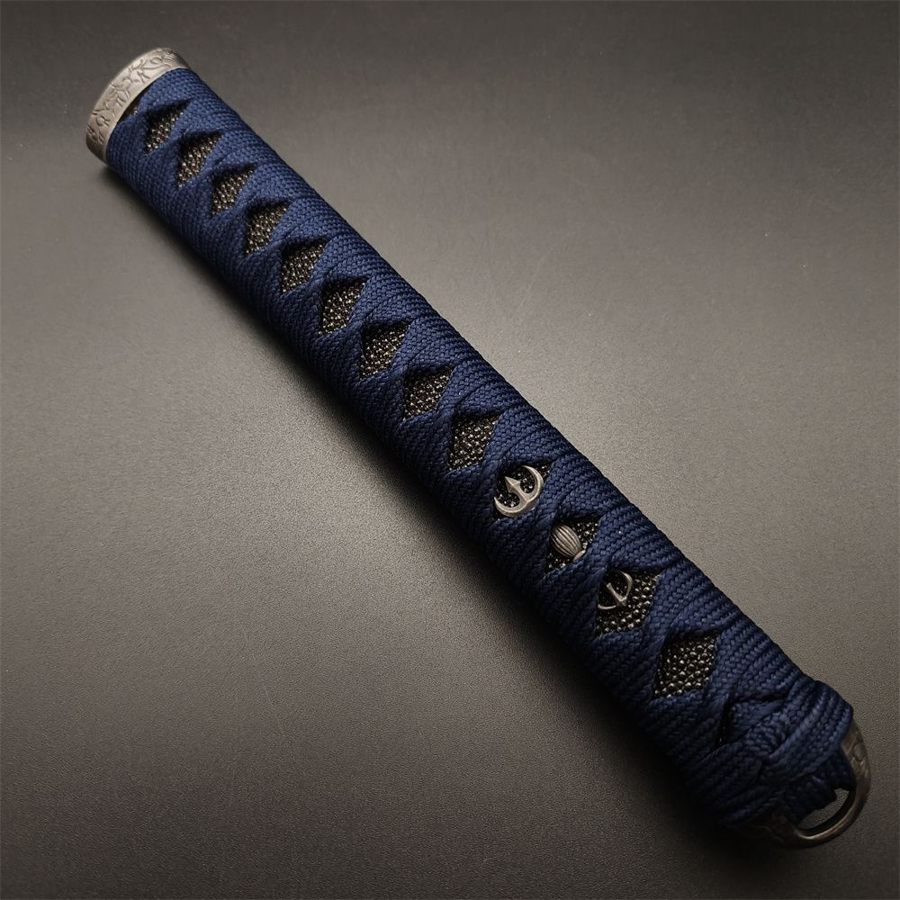 日本刀柄 唐草縁頭 三鈷杵目貫 mbz18 日本刀装具 新品 全長約26CM 本鮫