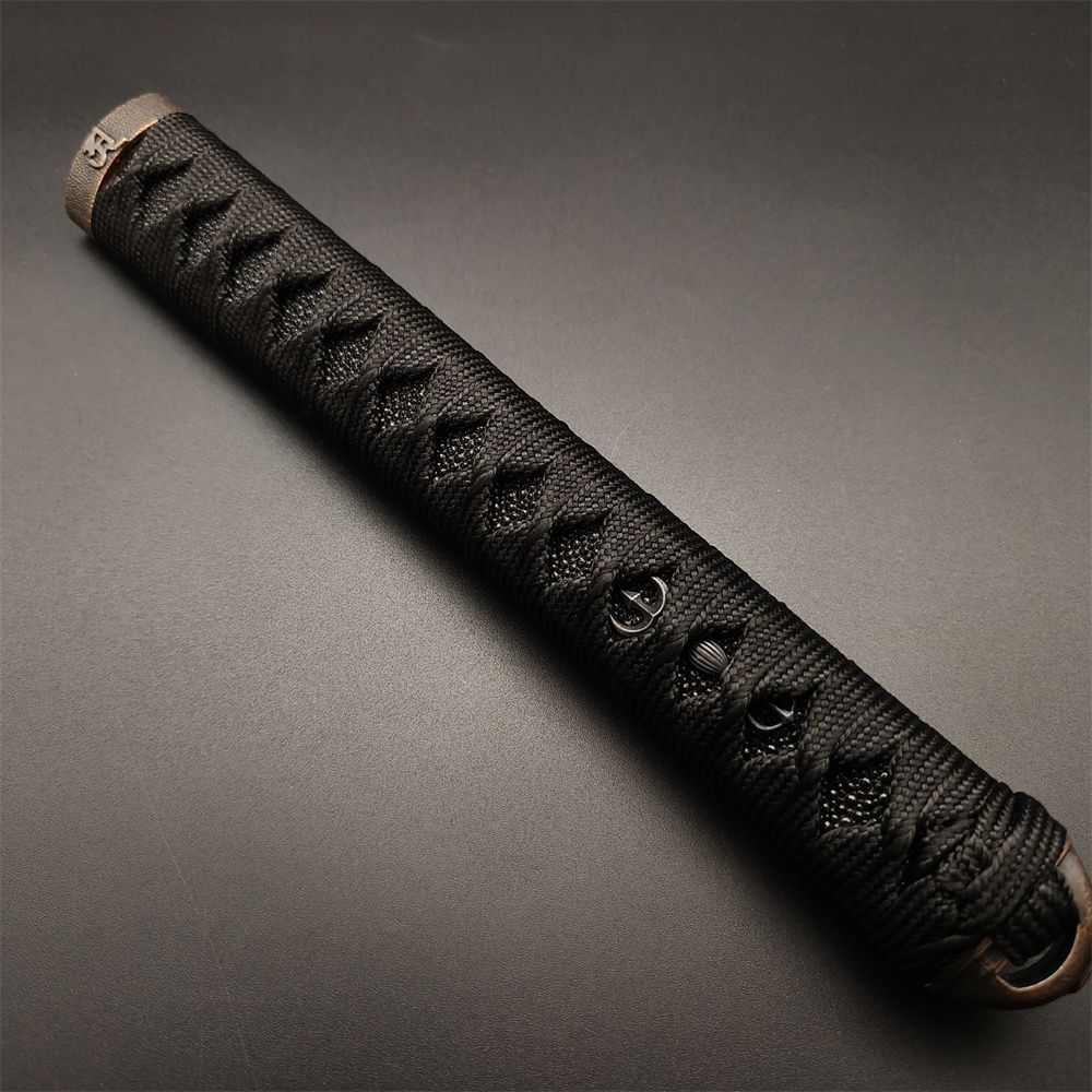 日本刀柄 梵字縁頭 三鈷杵目貫 mbz24 日本刀装具 新品 全長約26CM 本鮫