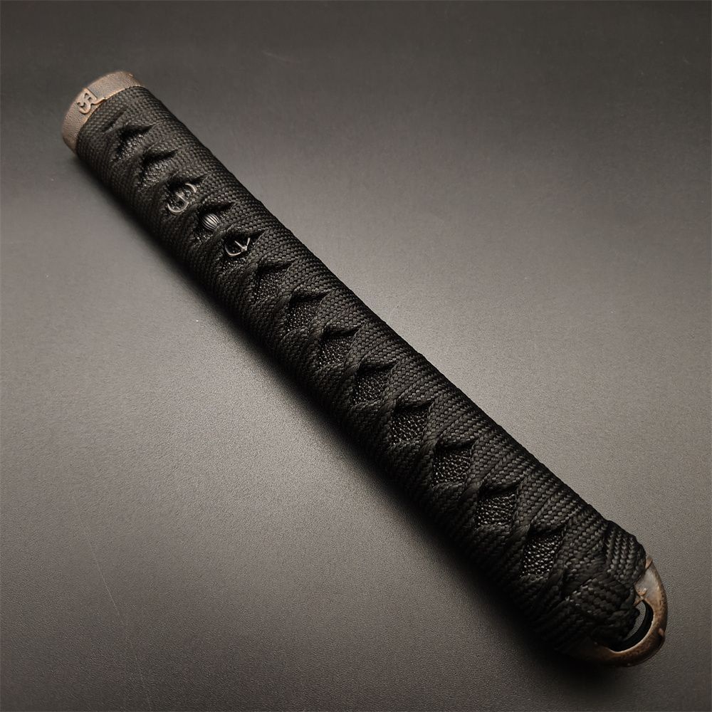 日本刀柄 梵字縁頭 三鈷杵目貫 mbz24 日本刀装具 新品 全長約26CM 本鮫