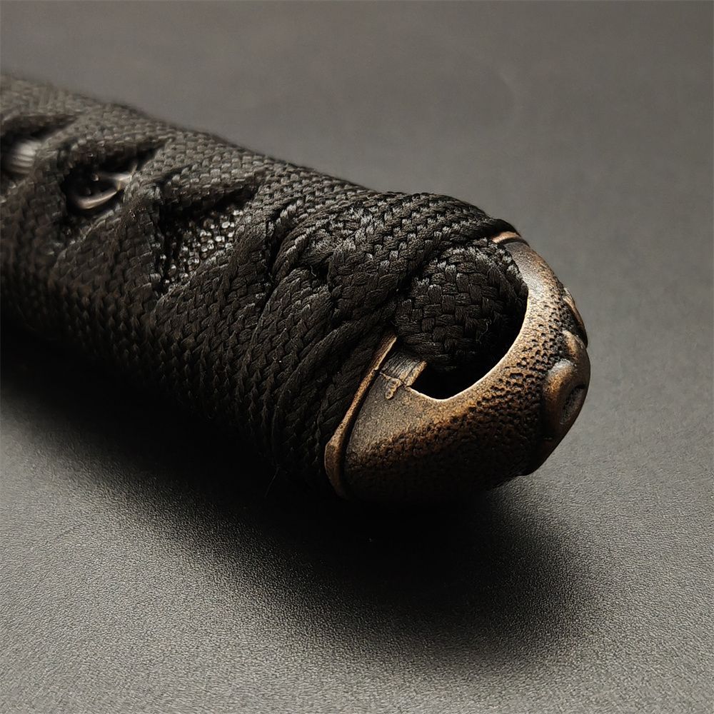 日本刀柄 梵字縁頭 三鈷杵目貫 mbz24 日本刀装具 新品 全長約26CM 本鮫