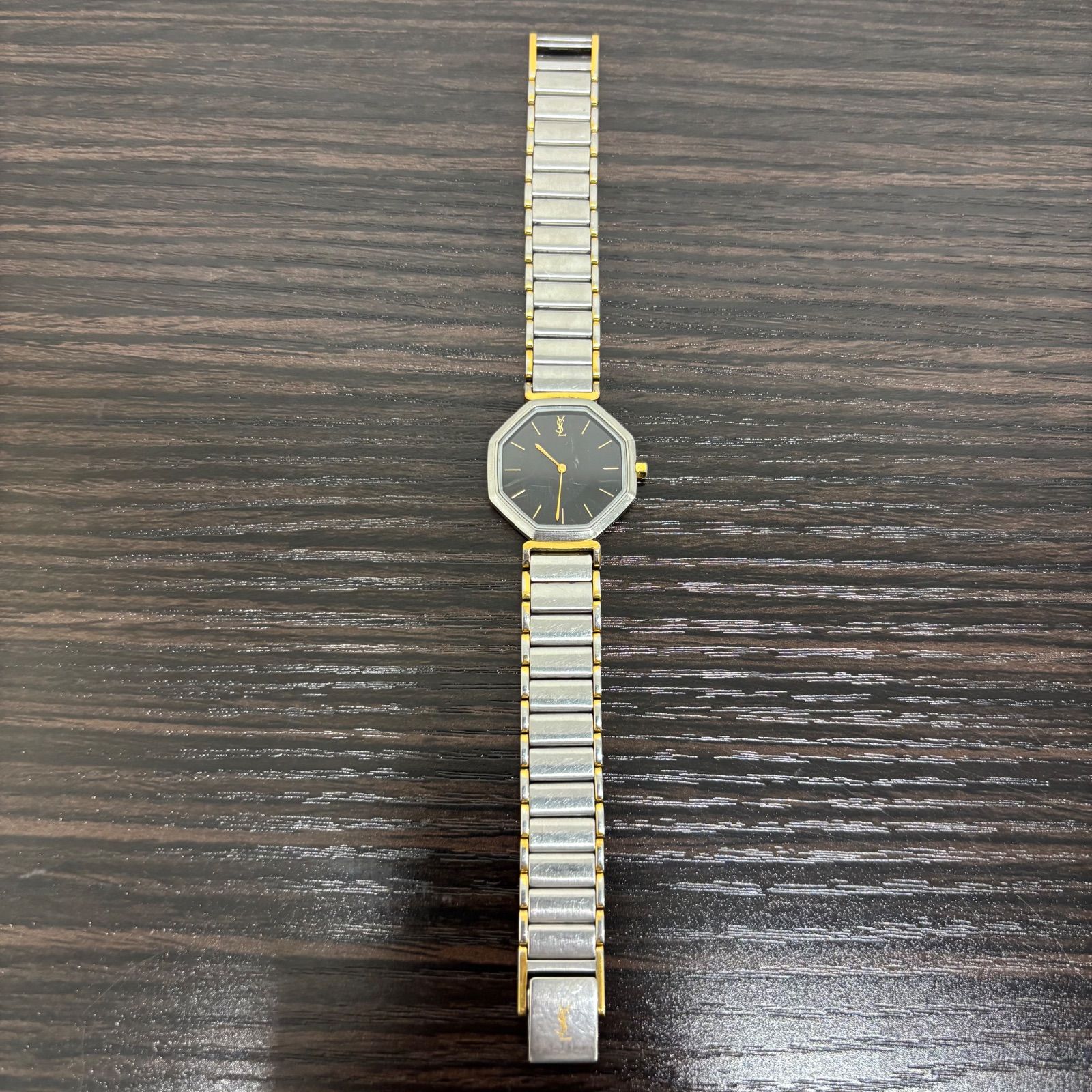 YSL イヴサンローラン 腕時計 オクタゴン 八角形 文字盤ブラック