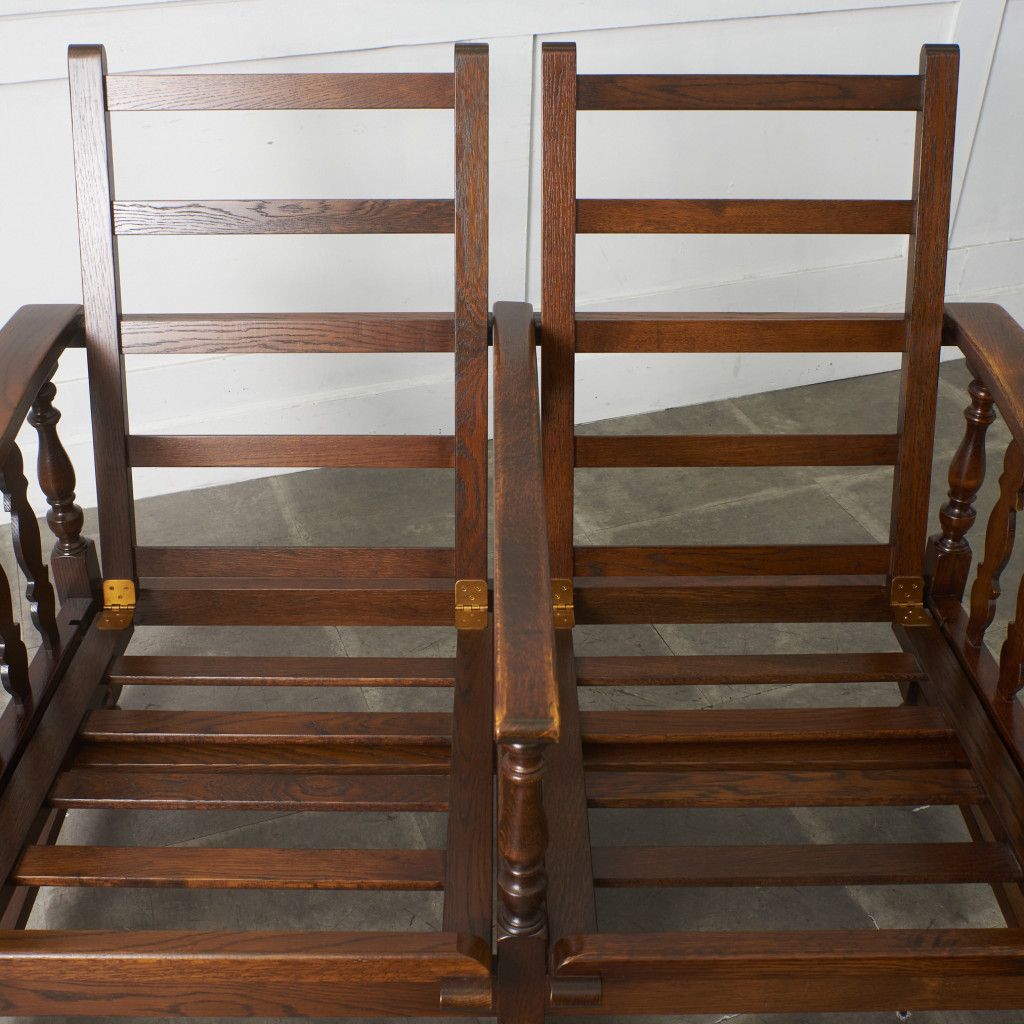  オーク材 アンティーク スタイル 2人掛け ソファ ラブソファ アームチェア 2シーター リクライニング 肘掛け チェア クラシック 97673 幅110cmソファ 2人掛け 3人掛けソファ ソファ ソファベッド