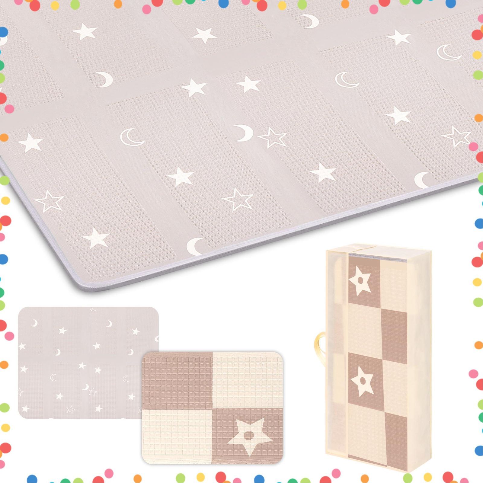 在庫 折りたたみ 厚手 防水 ジョイントマット 防音マット 収納しやすい ベビーマット プレイマット お昼寝マット 赤ちゃん Moon プレイマット-Artake 160*180*2