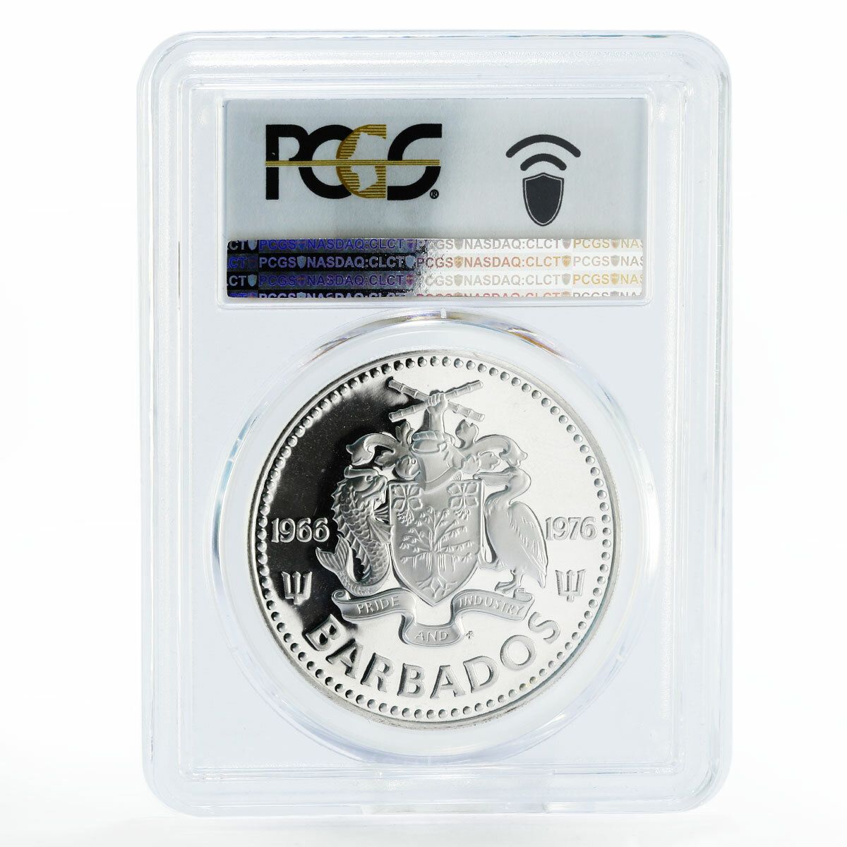 バルバドス 5ドル シェルファウンテン PR68 PCGS プルーフ銀貨 1976年