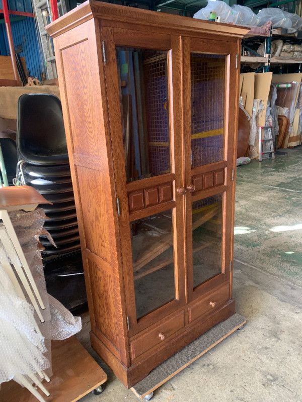 書棚　民藝家具　旭川　長谷川 旭川家具 オーク 無垢材 本棚 書棚 ブックシェルフ 飾り棚 食器棚 収納