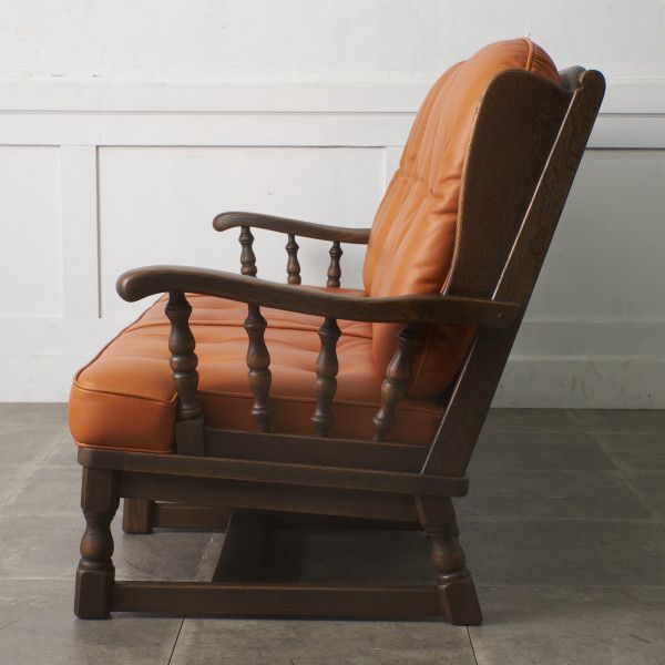 定90万 飛騨産業 キツツキ PROVINCIAL ソファ 本革 3人掛け 無垢材