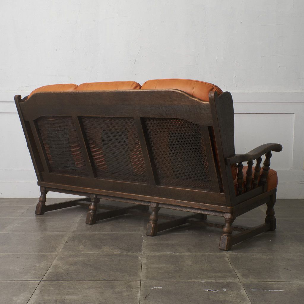 定90万 飛騨産業 キツツキ PROVINCIAL ソファ 本革 3人掛け 無垢材