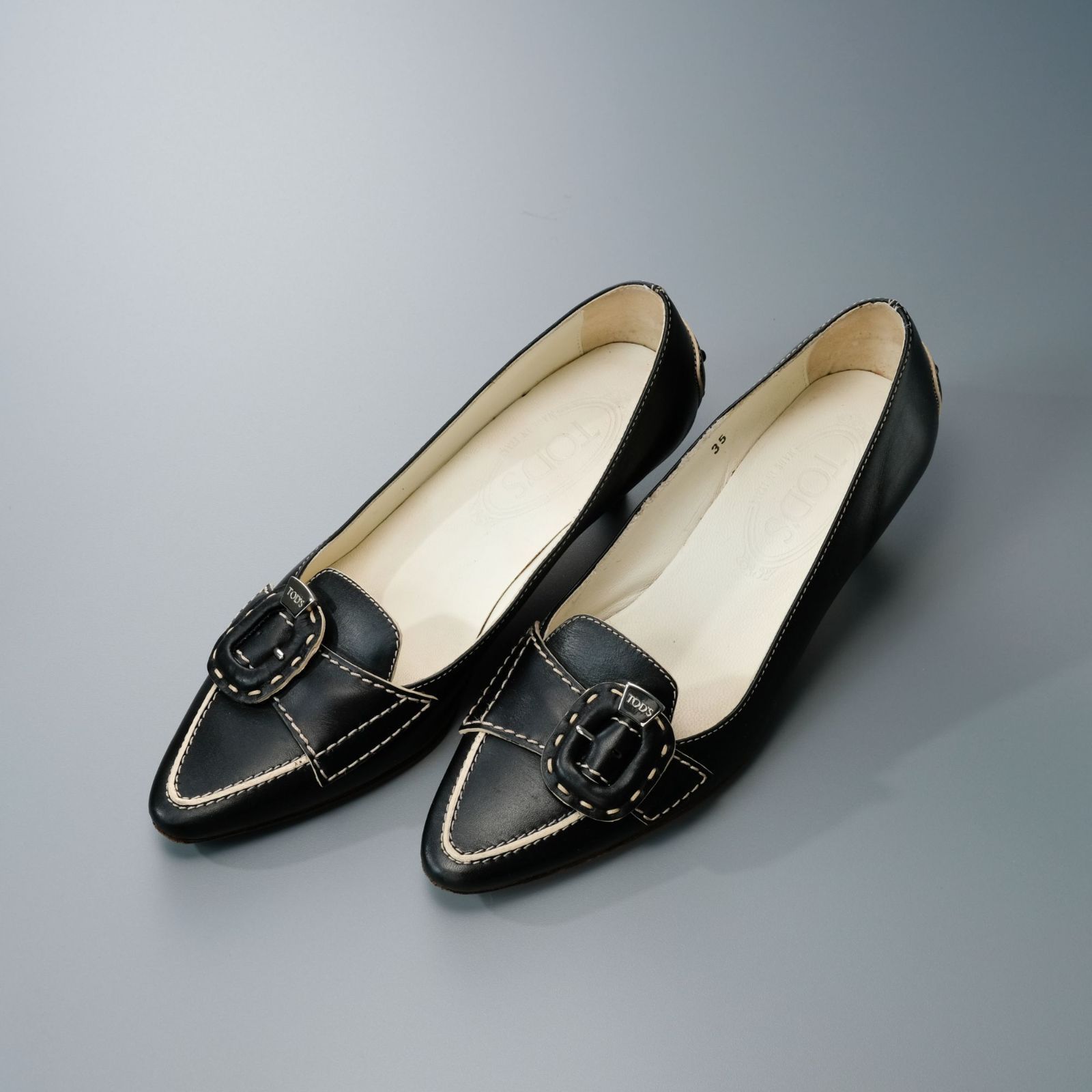 大人気モデル】トッズ TOD'S パンプス ステッチ ローヒール ポイン