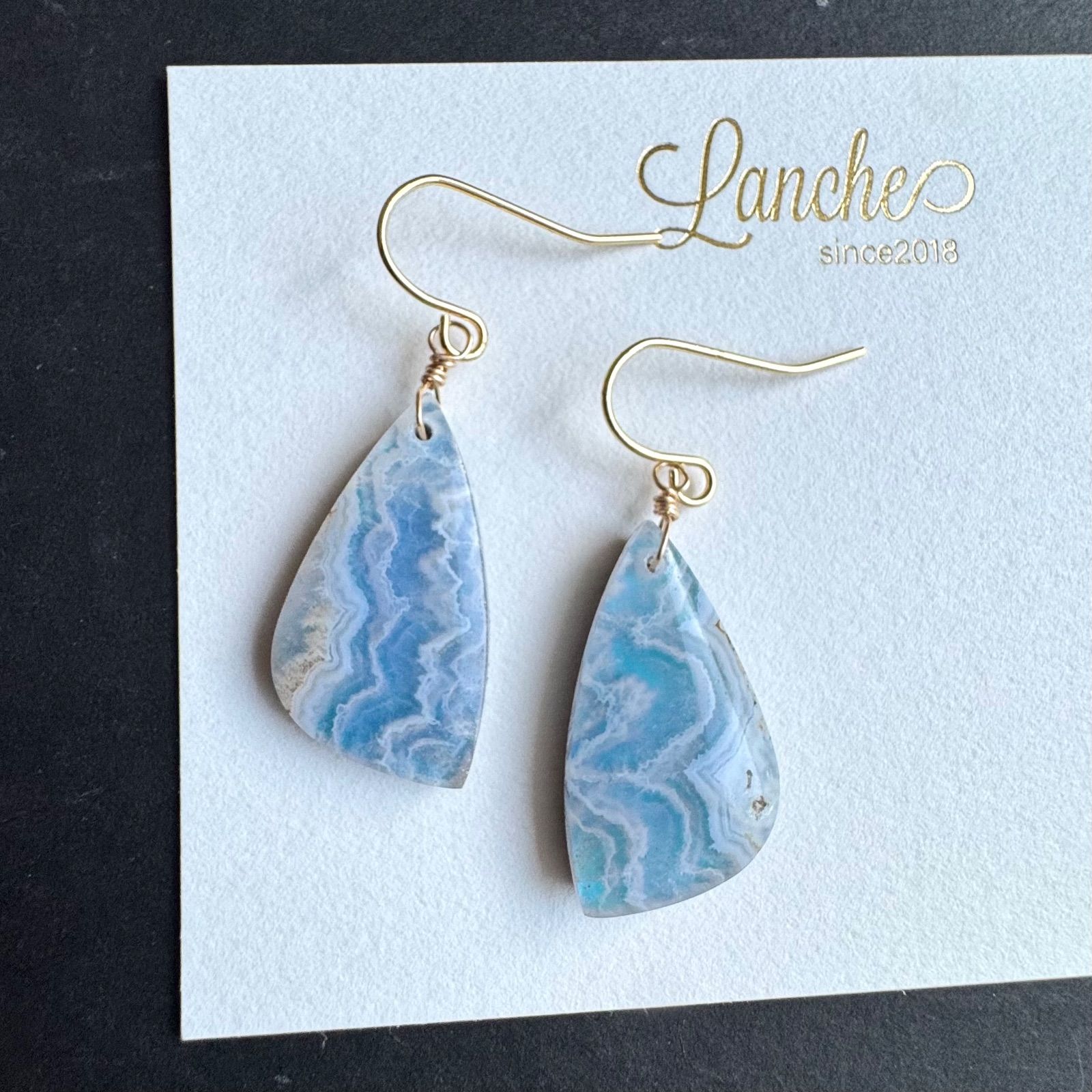 プルームアゲート ダブレット ピアス イヤリング - メルカリ