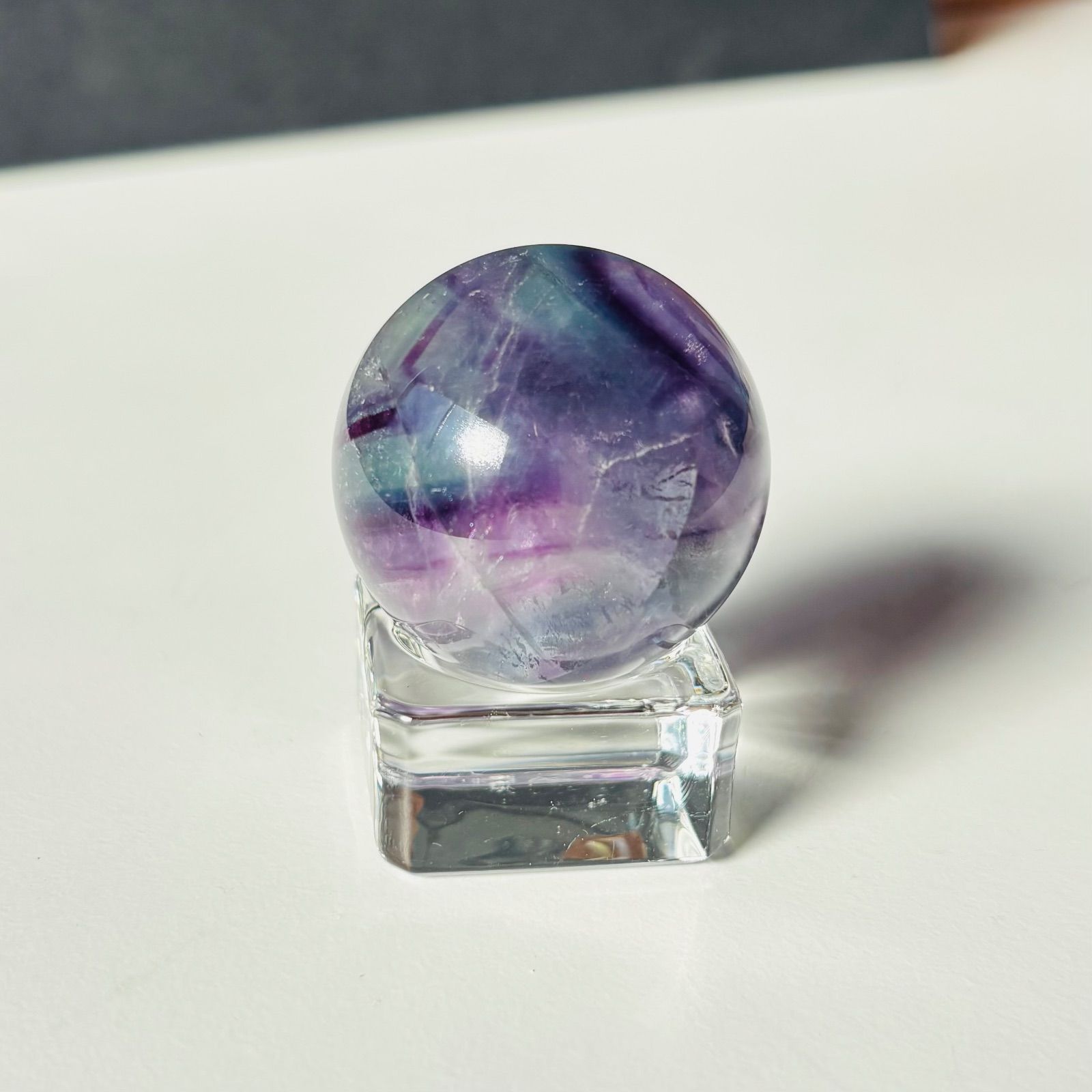 【天然石】スフィア　ファントム　フローライト⑤ ファントム キャンディフローライト スフィア - メルカリ