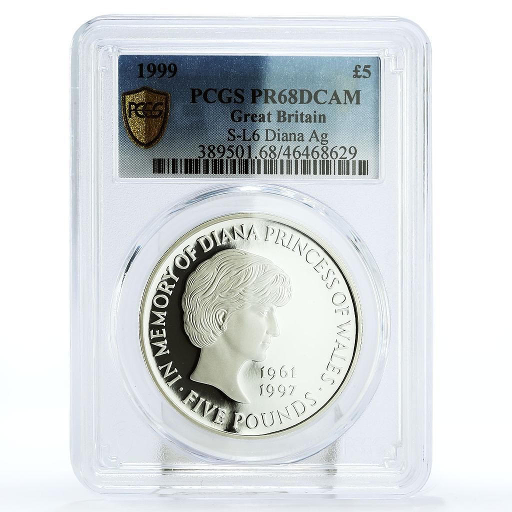 イギリス 5ポンド ダイアナ妃追悼 PR68 PCGS 銀貨 1999年 - メルカリ