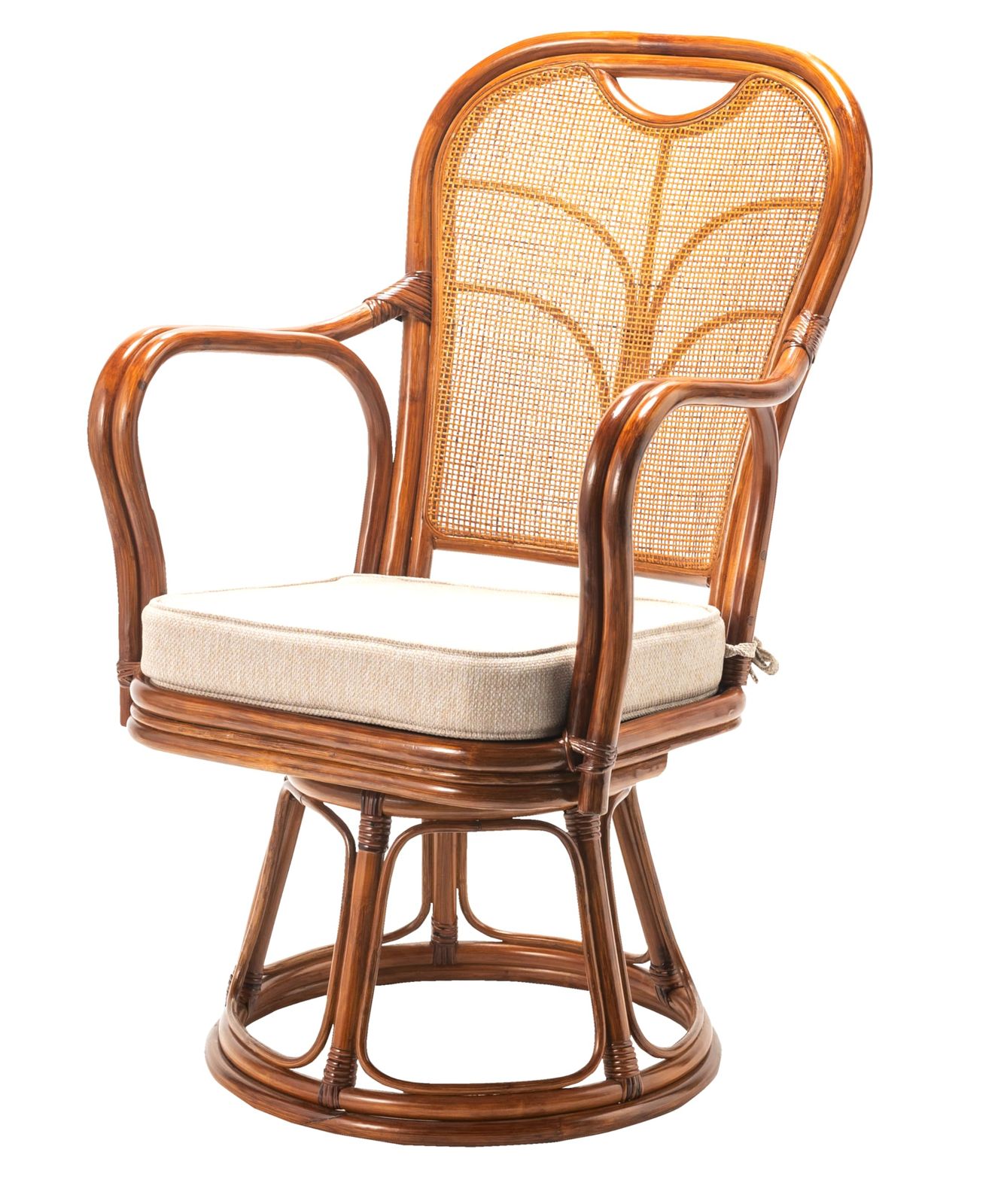 新品 大竹産業 ラタンチェア 籐の椅子 木製 ブラウン 58x63x93cm ハイ