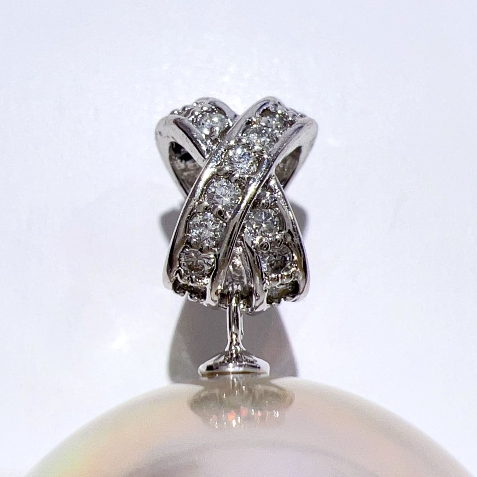 K18WG 天然 マベパール ダイヤ ネックレス ペンダントトップ MP19.7mm