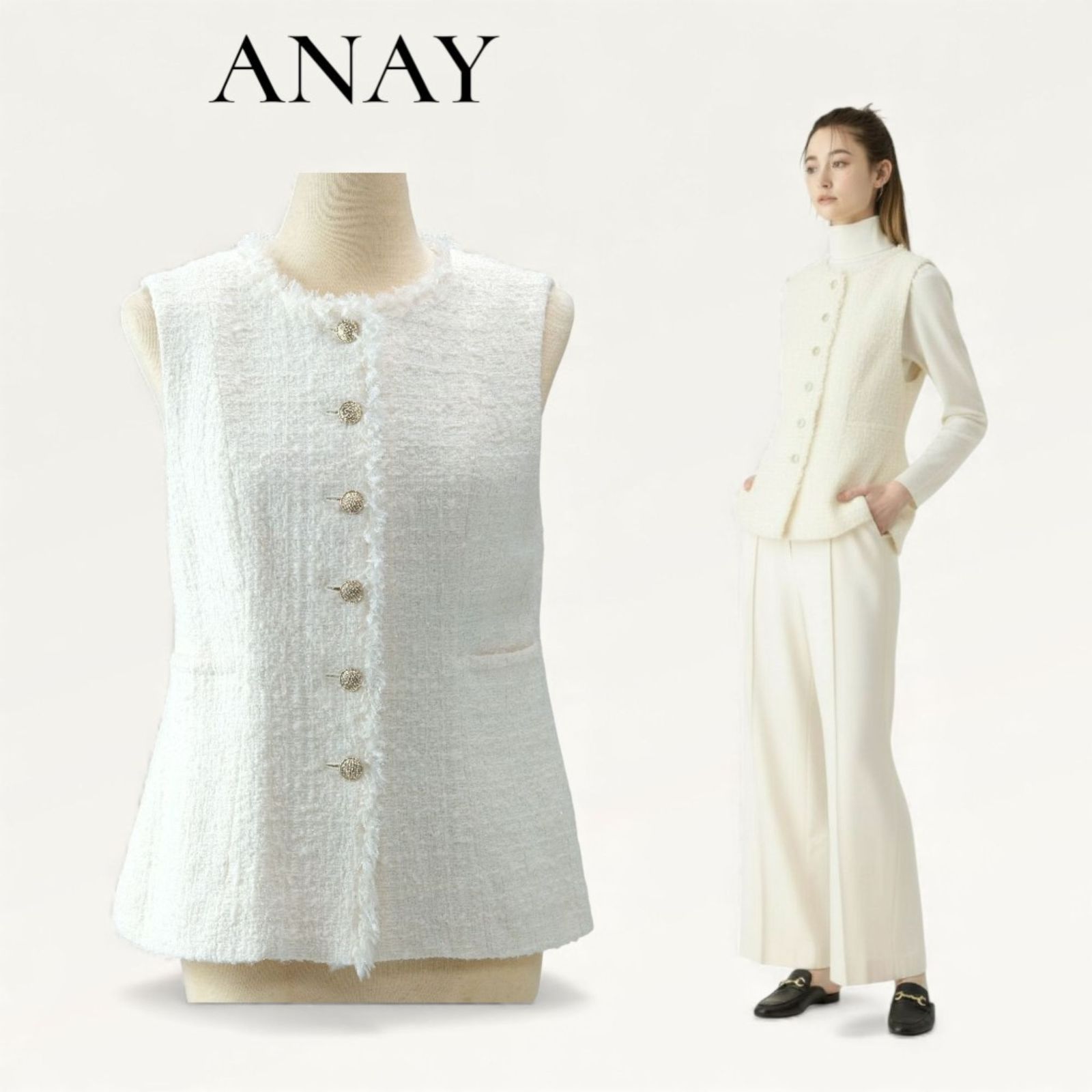 24SS ANAYI アナイ オンライン完売モデル フィルムツイードペプラム