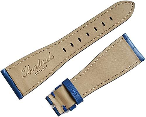 輸入王オリジナル 時計パーツ ガガミラノと互換性あり マニュアーレ 48 mm用 ベルト 型押しクロコ 社外品 blue ブルー 彡 471 de 0 b 6