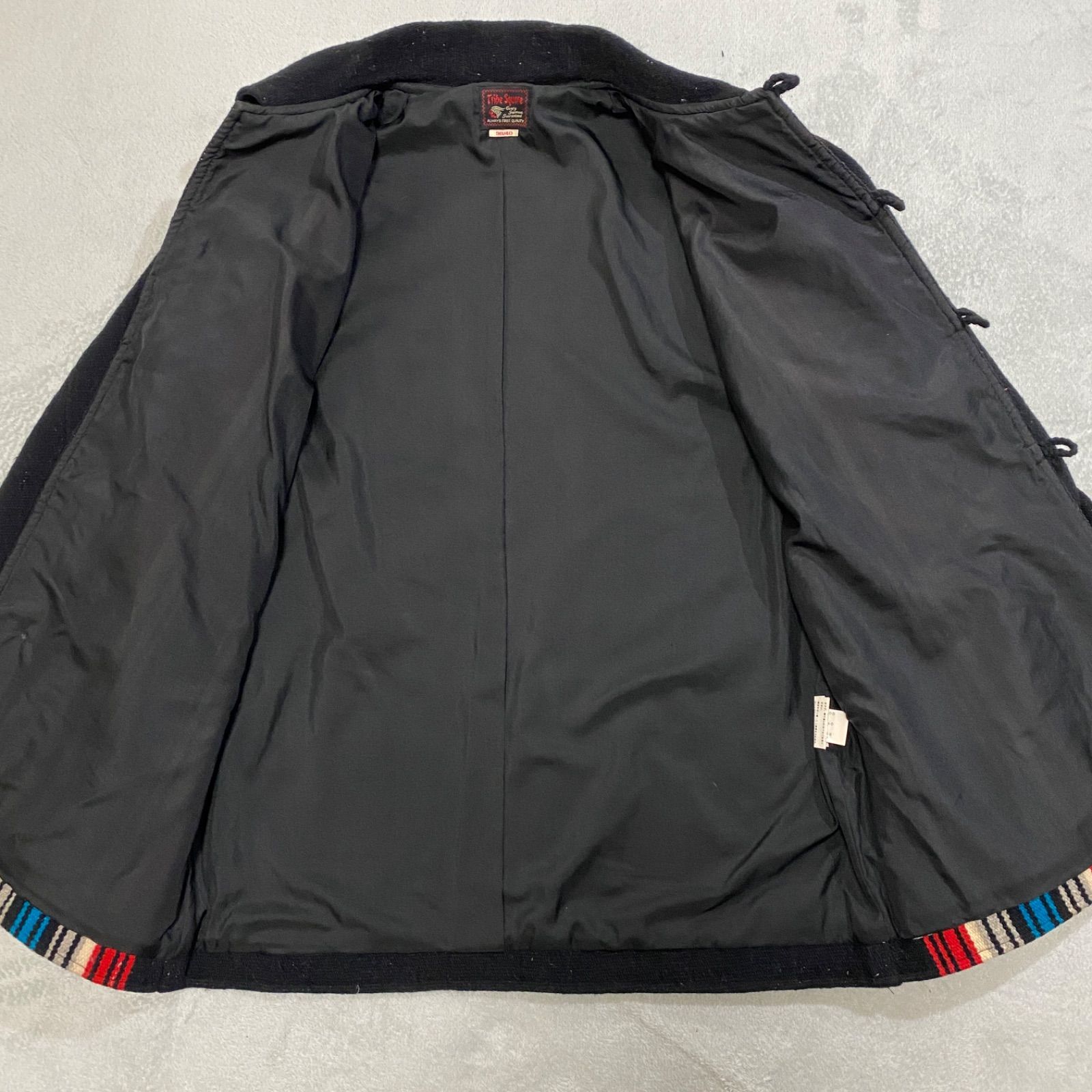 Tribe Square ストライプウールジャケット 38/40 シルバーストーン 