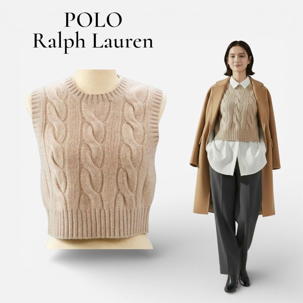 極美品】POLO RALPH LAUREN クロップド ケーブル ウールカシミヤ