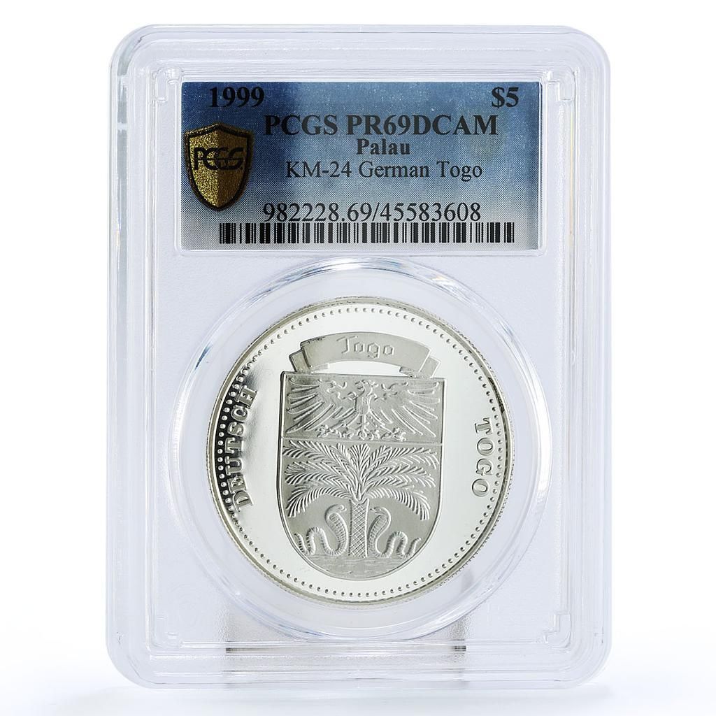 パラオ 5ドル 国際コインシリーズ ドイツ トーゴ PR69 PCGS 銀貨 1999