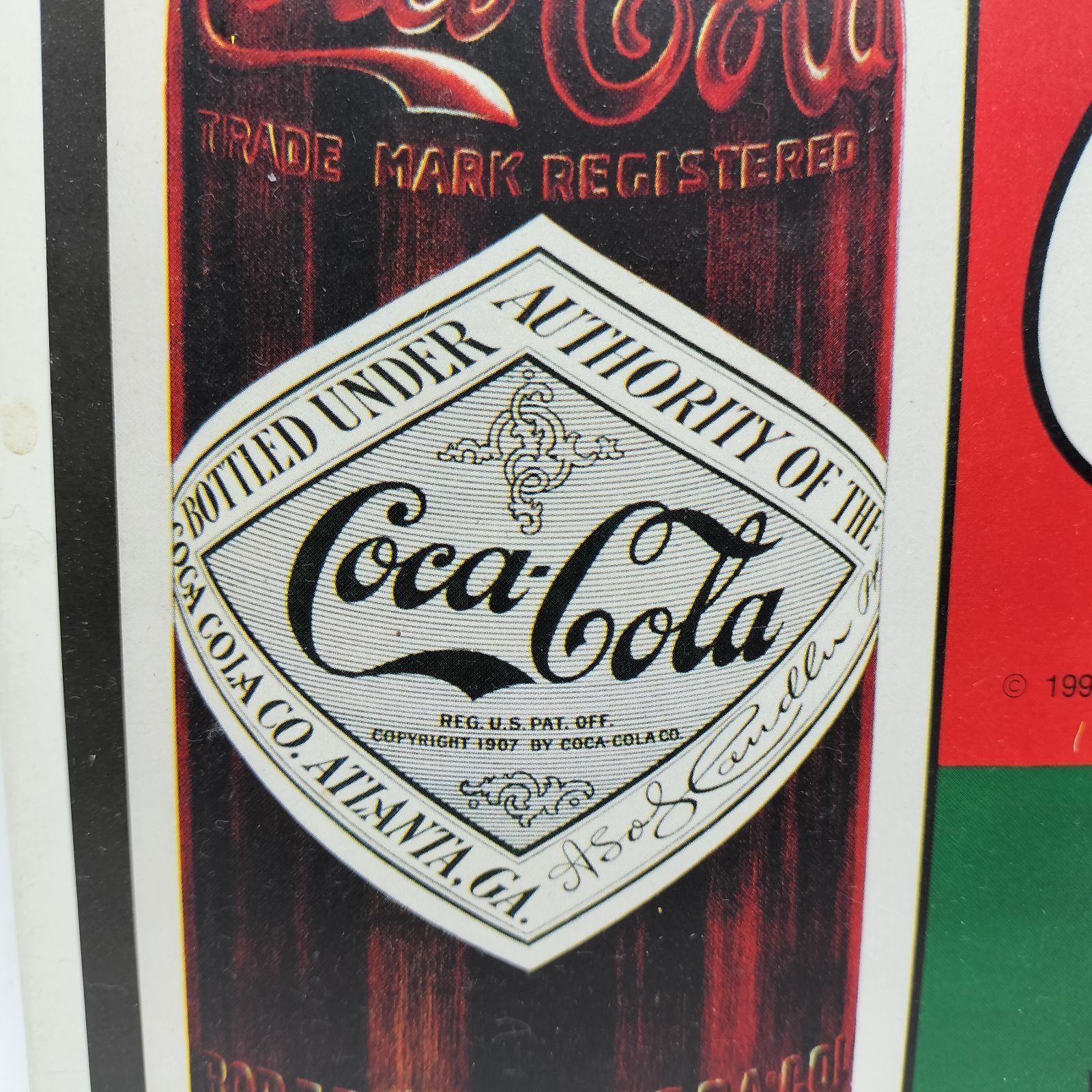 1993年製】コカ・コーラ 珍しい創業当時のボトルデザイン ブリキ看板