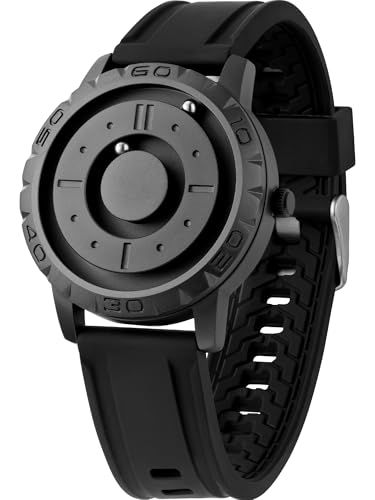 EUTOUR ユートール 磁力腕時計 ボールベアリング設計 メンズ 男性腕時計 クオーツウォッチ ミニマリズムカジュアル 防水 40 MM ブラック文字盤 ブラックラバーバンド 彡 461 a 4 ed 3