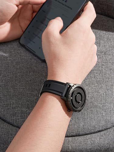 EUTOUR ユートール 磁力腕時計 ボールベアリング設計 メンズ 男性腕時計 クオーツウォッチ ミニマリズムカジュアル 防水 40 MM ブラック文字盤 ブラックラバーバンド 彡 461 a 4 ed 3