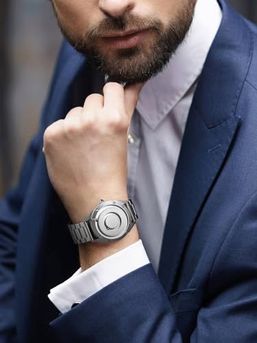 EUTOUR ユートール カップル磁力腕時計 ボールベアリング設計 メンズ 男性腕時計 クオーツウォッチ ミニマリズムカジュアル 防水 40 MM シルバー文字盤 シルバーステンレスバンド 彡 20 ef 1 fdc