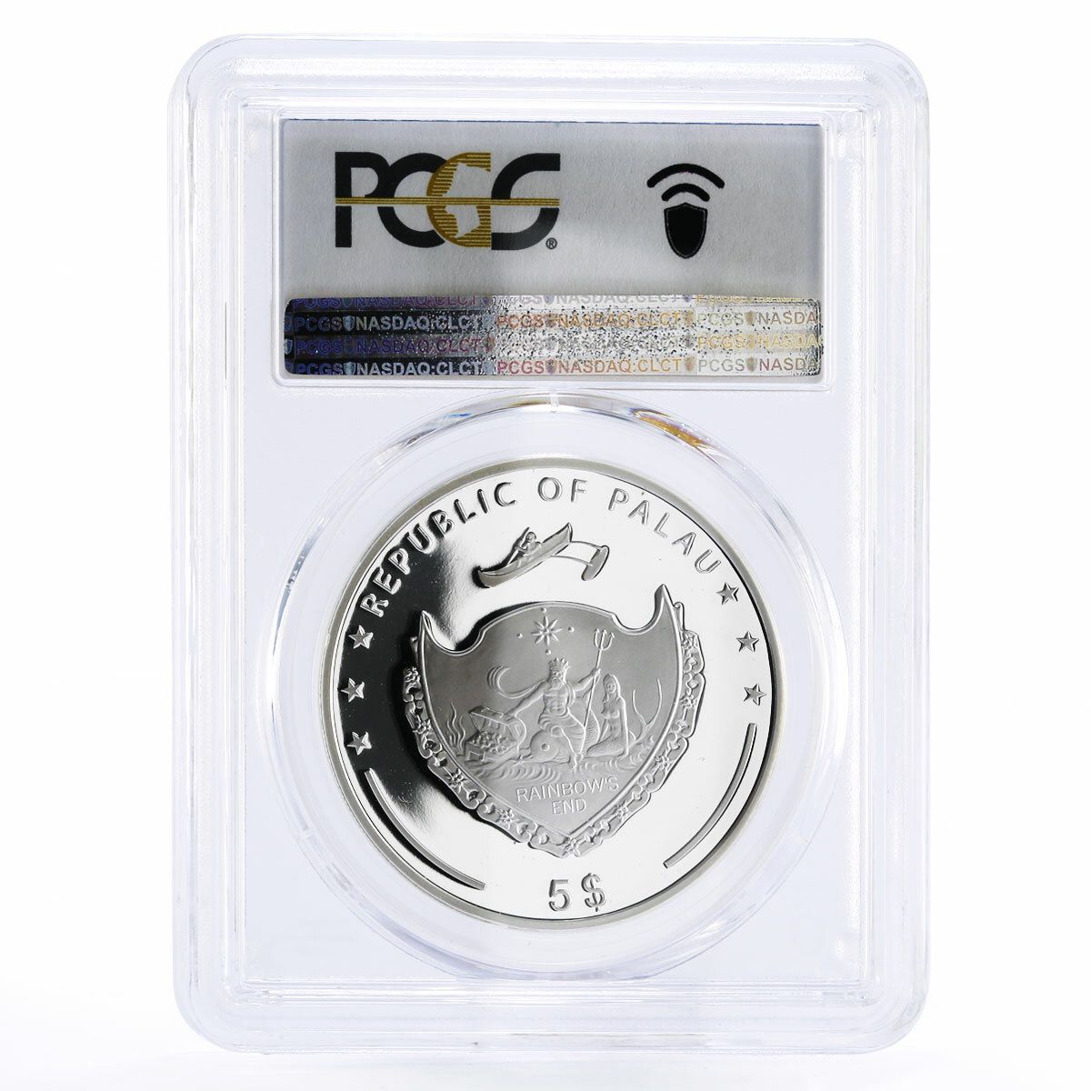 パラオ 5ドル ドリームアイランド シップ 自然風景 PR70 PCGS 銀貨