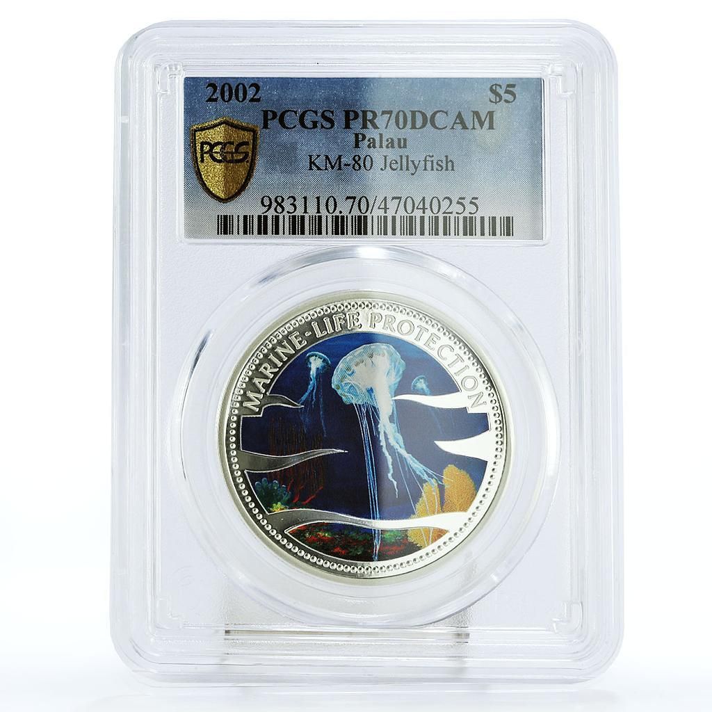 パラオ 5ドル 海洋生物保護 クラゲ 動物 PR70 PCGS 銀貨 2002年 - メルカリ