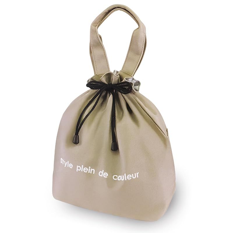 【新着商品】[style plein de couleur] 保冷 お弁当 巾着 「 縦長 ランチ巾着 L 」 お弁当バッグ 弁当箱 袋 ランチバック (お買い物の 保冷バッグ にも!) ランチバッグ （トレンチ）