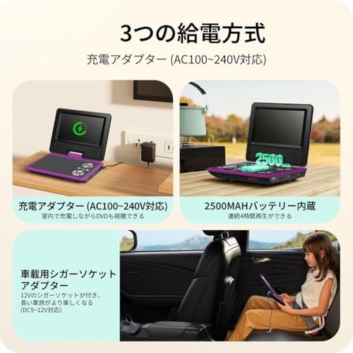  Surfola ポータブルDVDプレーヤー 9.5型|7.5インチ ミニCD|DVDプレーヤー コンパクト リージョンフリー CPRM対応 ５時間連続再生 USB|SDカード対応 レジューム機能 270°回転|180°反転 持ち運び AV入出 a 94 fa 8 ab その他 キッチン 食器