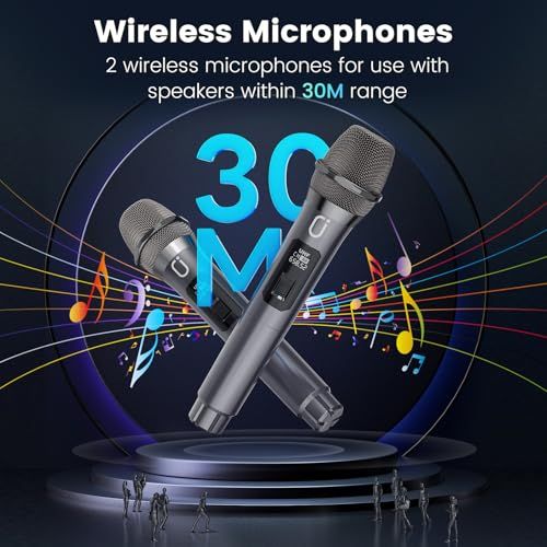 JYX スピーカーセット 拡声器 ワイヤレスマイク2本 Bluetooth 5.0対応