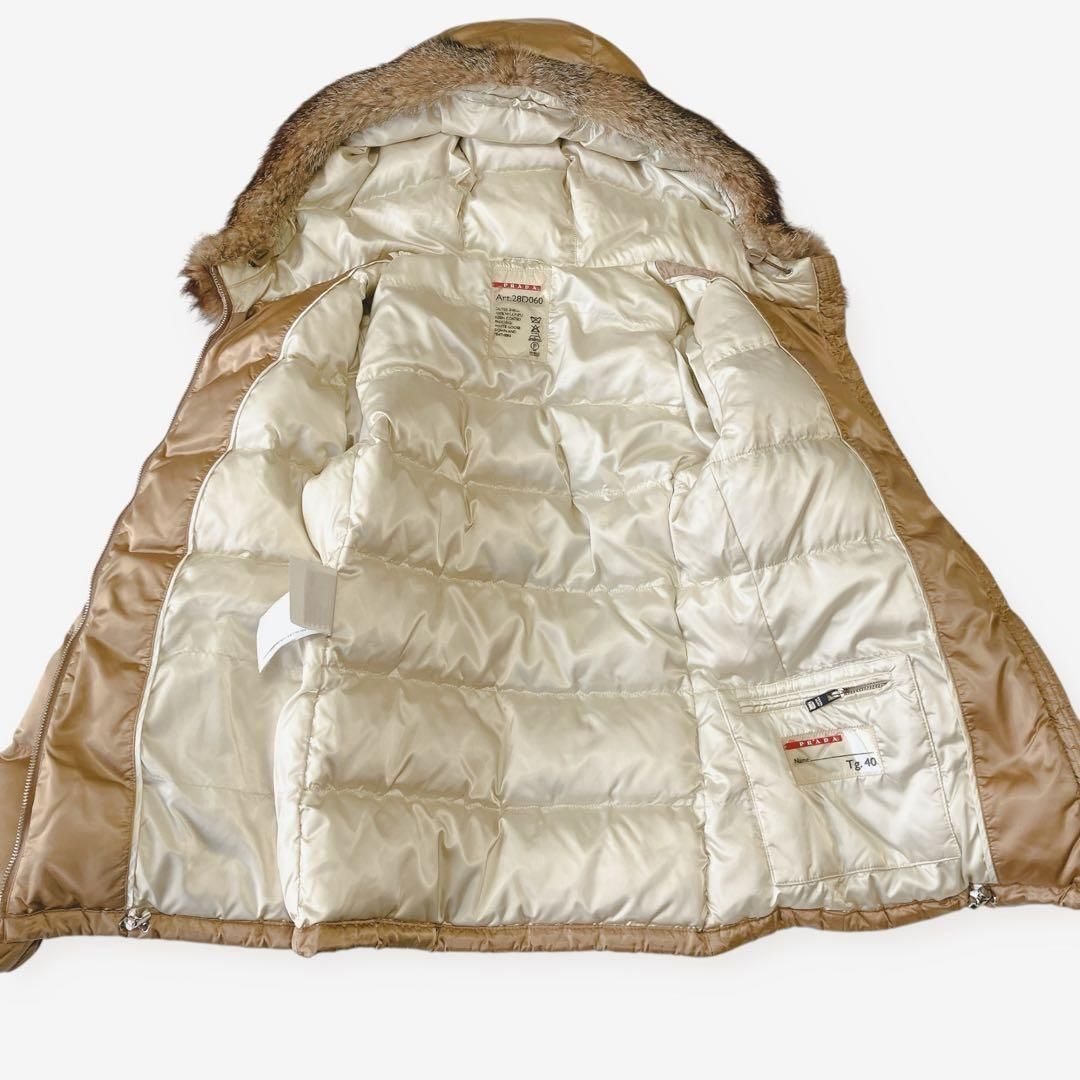 PRADA プラダ ブルーフォックスファー付 三角ロゴプレート ナイロン