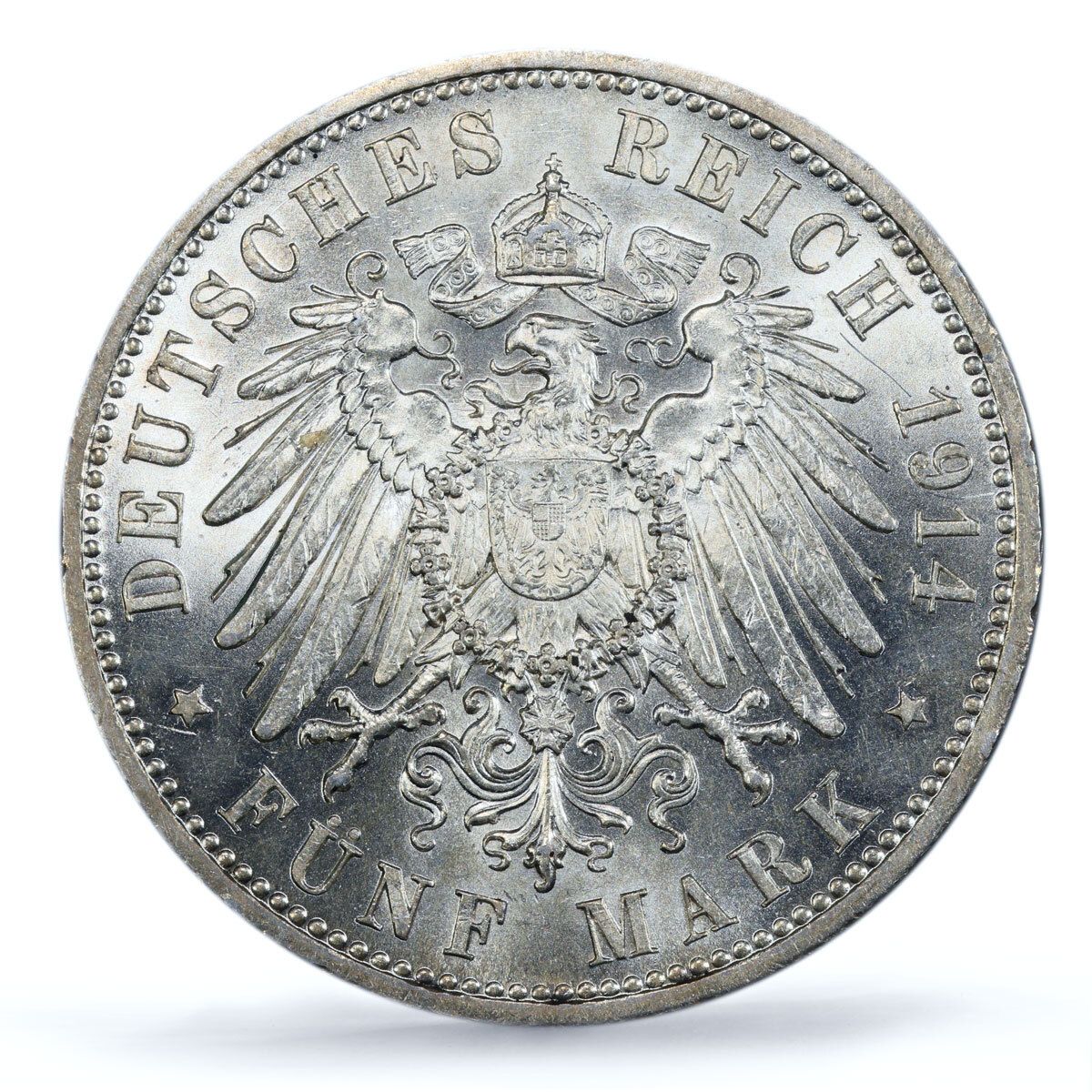 ドイツ プルシア 5マルク ウィリアム・ヴィルヘルム2世 ターラー MS62