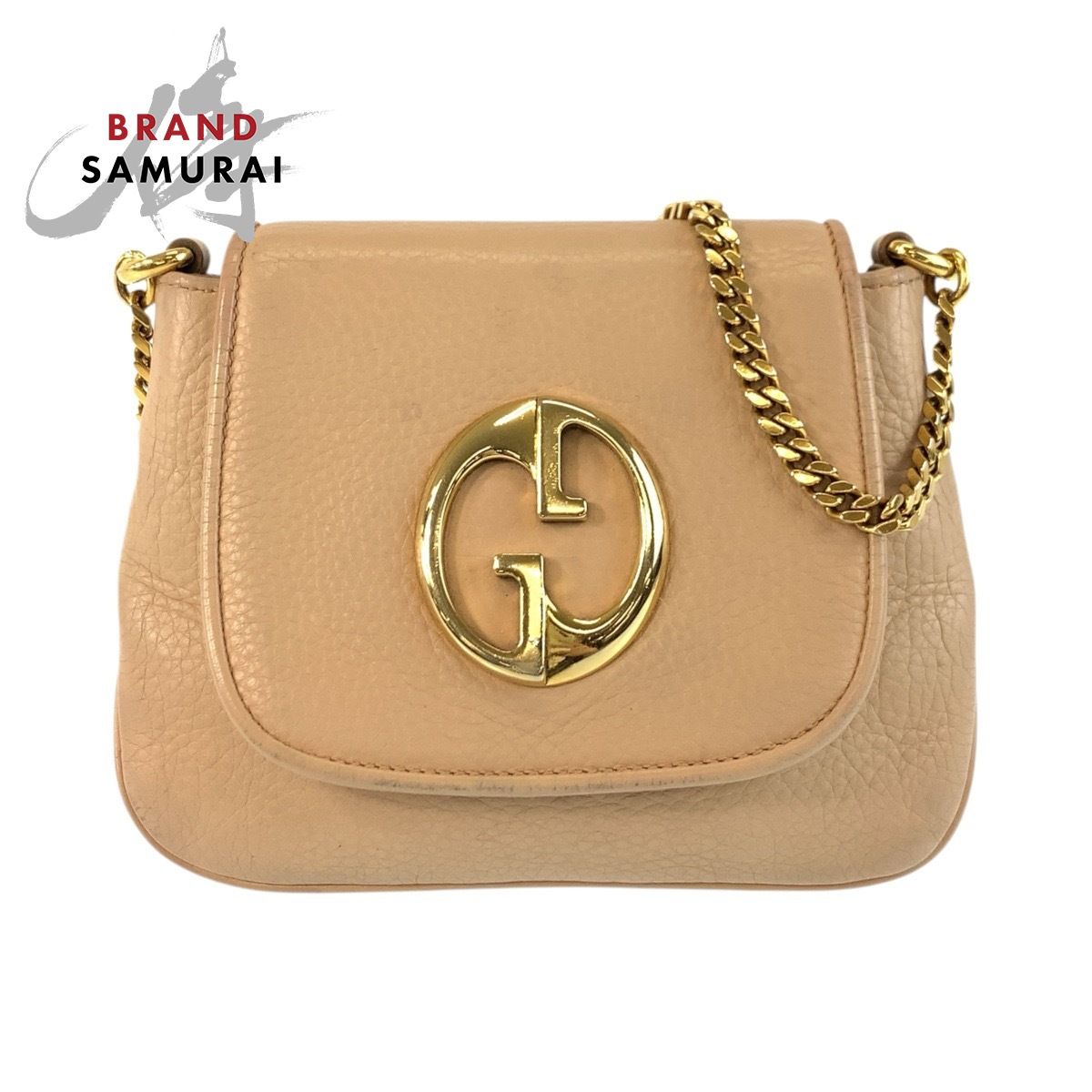 GUCCI グッチ ダブルG ベージュ ゴールド金具 レザー 251821 チェーン 